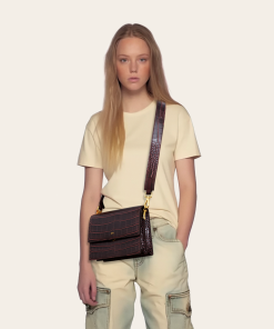 Alternative view of Mini Flap Crossbody - Brown Croc