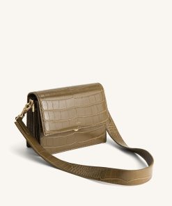 Mini Flap Crossbody - Dark Olive Croc
