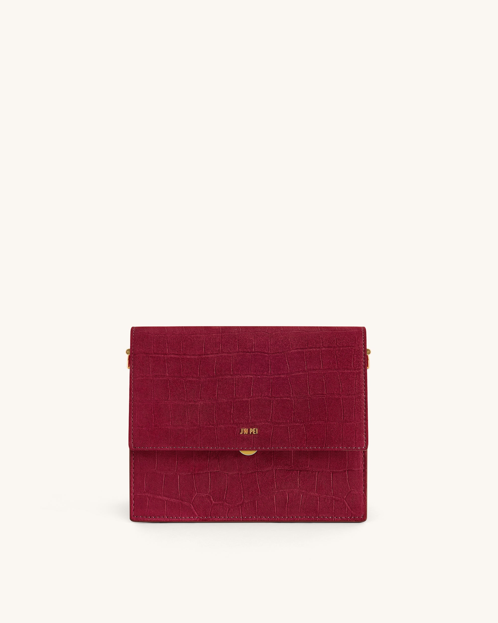 Mini Flap Faux Suede Croc Embossed Crossbody - Burgundy - Image 2