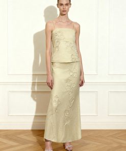 Alternative view of Linen Corded Embroidery Strappy Camisole - Natural