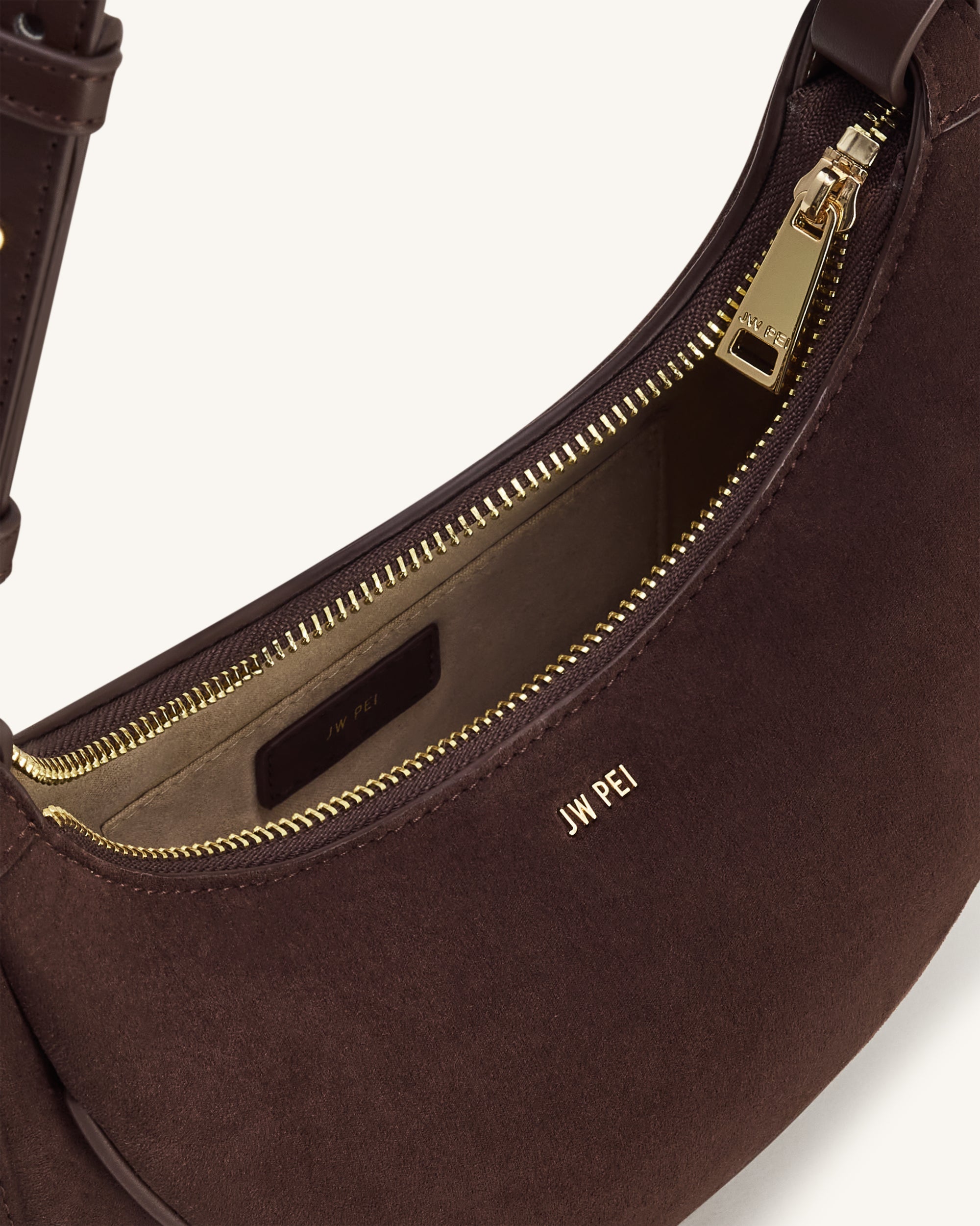 Sharon Faux Suede Crossbody Bag - Coffee Brown - Image 4