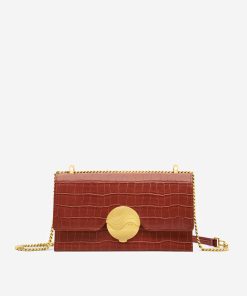 Jade Chain Bag -  Wine Red Croc