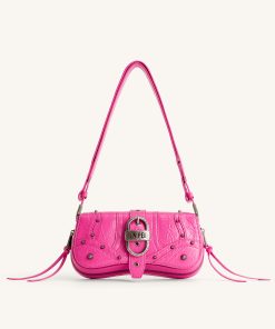 Joy Crushed Shoulder Bag - Bright Pink