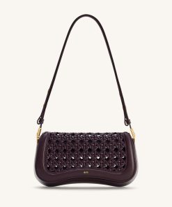 Joy Woven Shoulder Bag - Dark Red