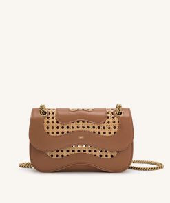 Tina Faux Bamboo Woven Crossbody - Brown