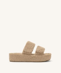 Lexi Faux Fur Platform Sandal - Beige
