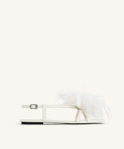 Fluffy Flats Sandals - White