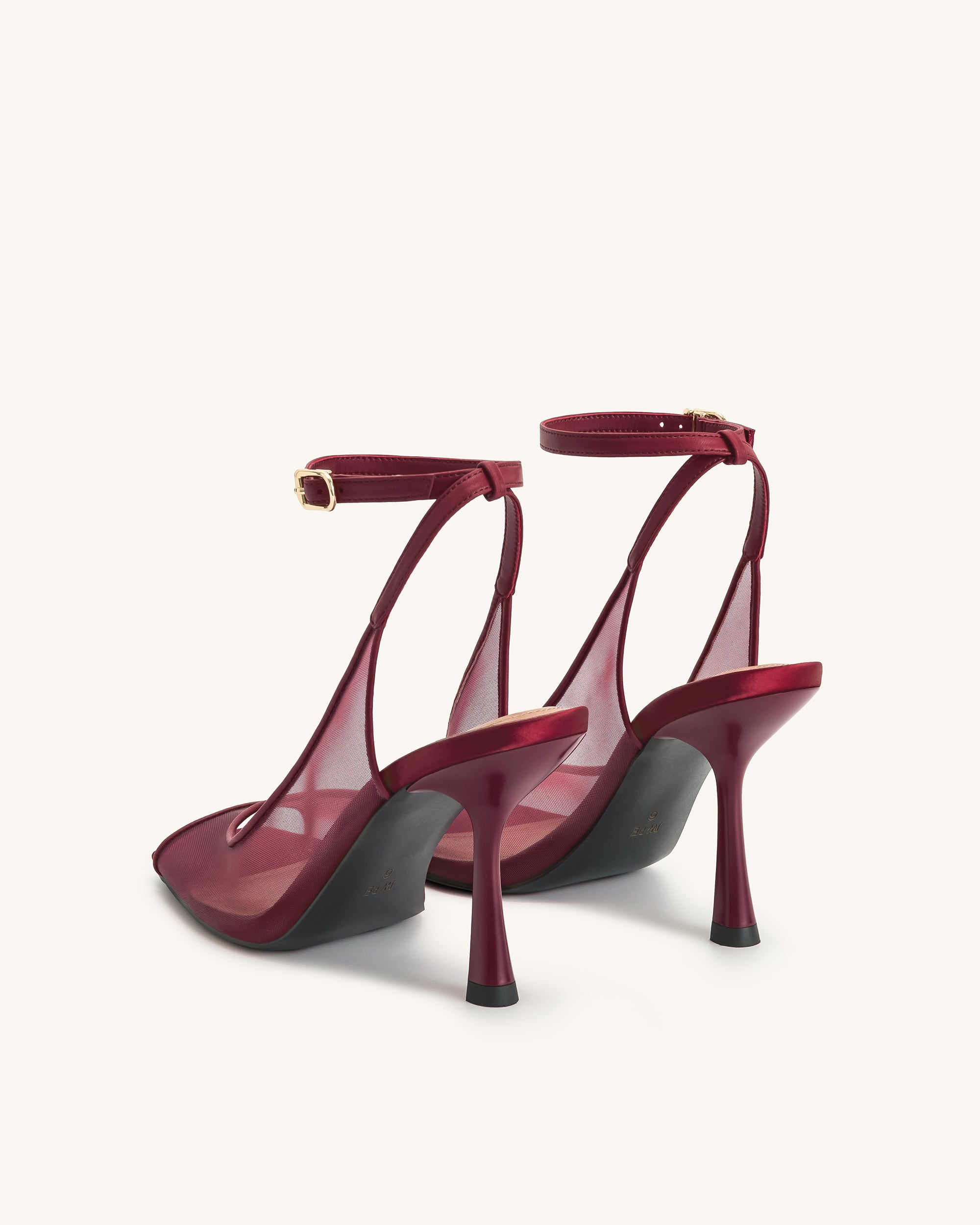 Serenity Open Toe Mesh Slingback Sandals - Burgundy - Image 5
