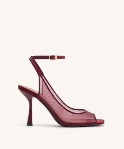 Serenity Open Toe Mesh Slingback Sandals - Burgundy