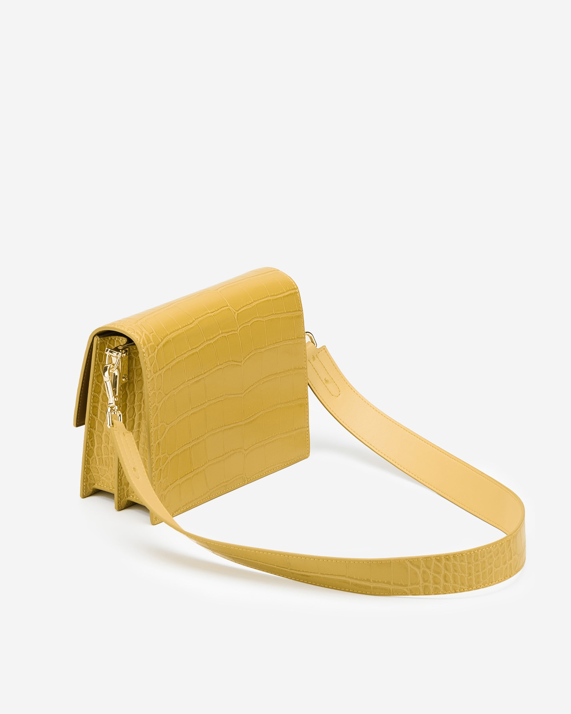Mini Flap Bag - Mustard Croc - Image 3