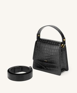 Alternative view of The Fae Top Handle Bag - Black Croc
