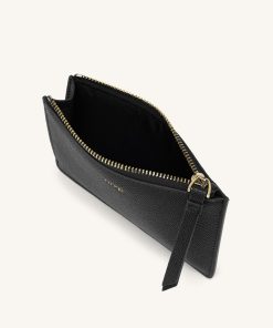 Alternative view of Quinn Zipped Card Holder- Black Grained Vegan Leather