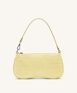 Eva Shoulder Handbag - Light Yellow Croc