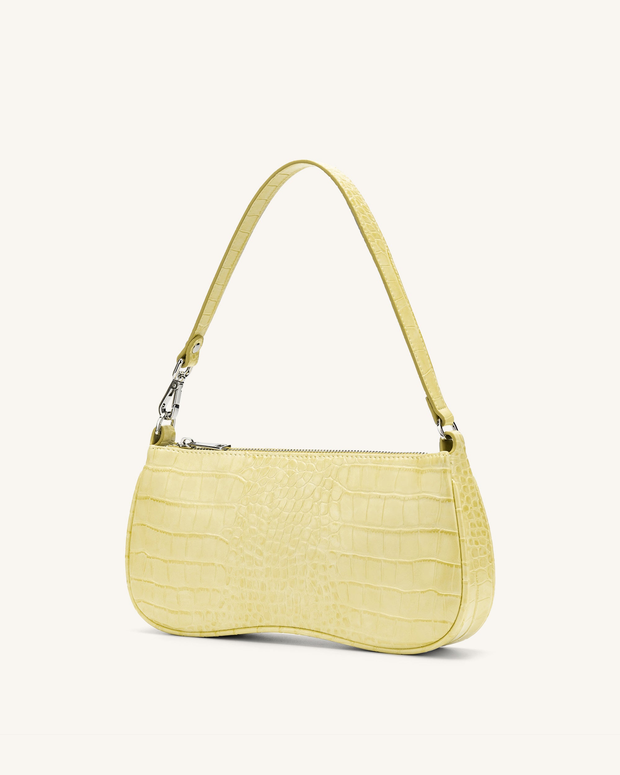 Eva Shoulder Handbag - Light Yellow Croc - Image 2