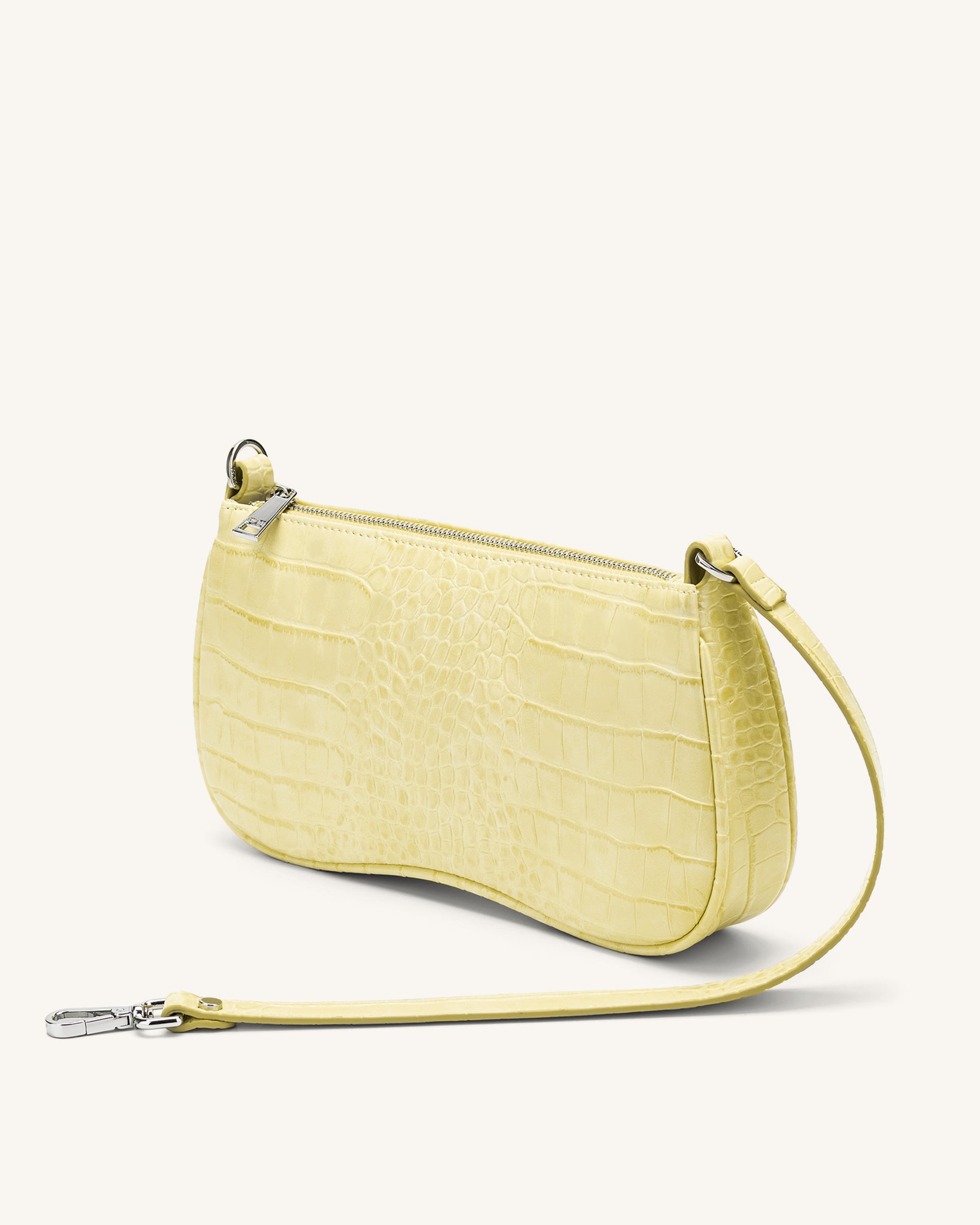 Eva Shoulder Handbag - Light Yellow Croc - Image 3