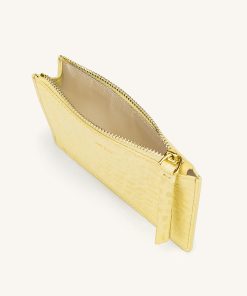 Alternative view of Quinn Zipped Card Holder - Light Yellow Croc