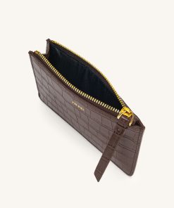 Alternative view of Quinn Zipped Card Holder - Brown Croc