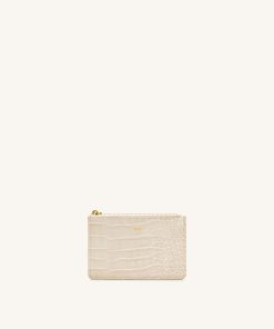 Quinn Zipped Card Holder - Ivory Croc