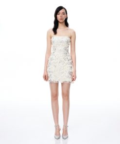 Lysandra 3D Floral Sequin Mini Dress - White