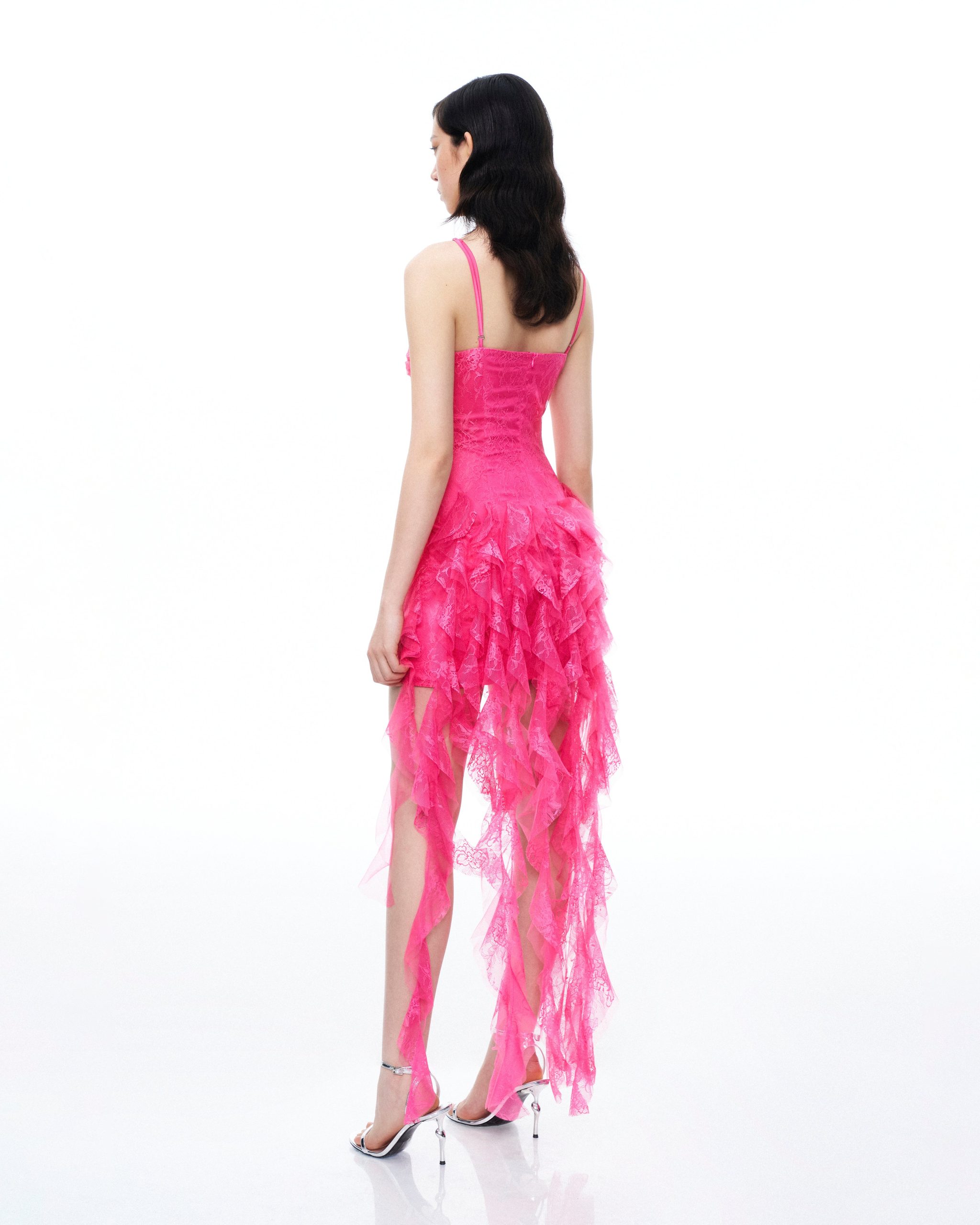 Selene 3D Floral Lace Mini Dress - Pink - Image 3