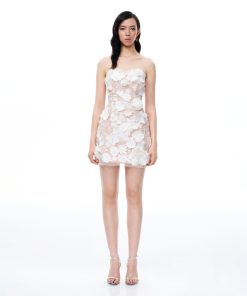Serafina Floral Embroidered Mini Dress - White