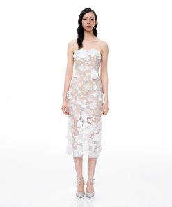 Lysandra 3D Floral Embroidered Maxi Dress - White