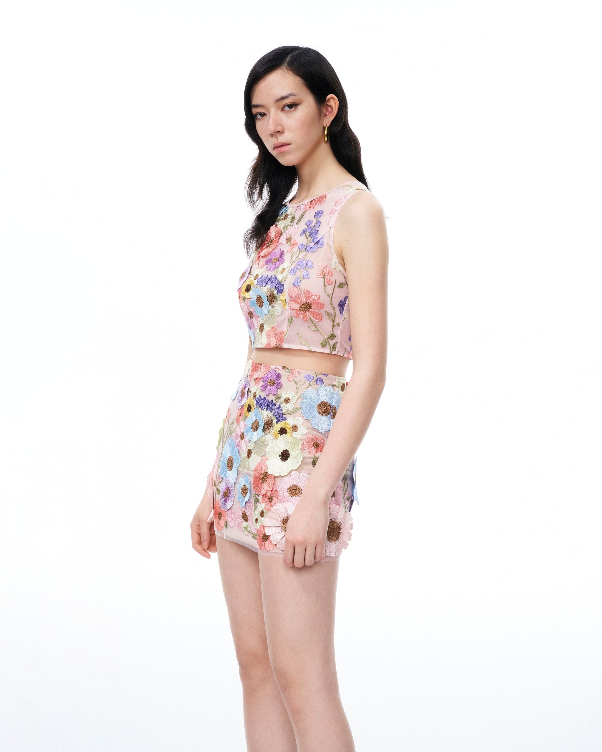 Valentino 3D Floral Embroidered Dress Set - Pastel Multi - Image 5
