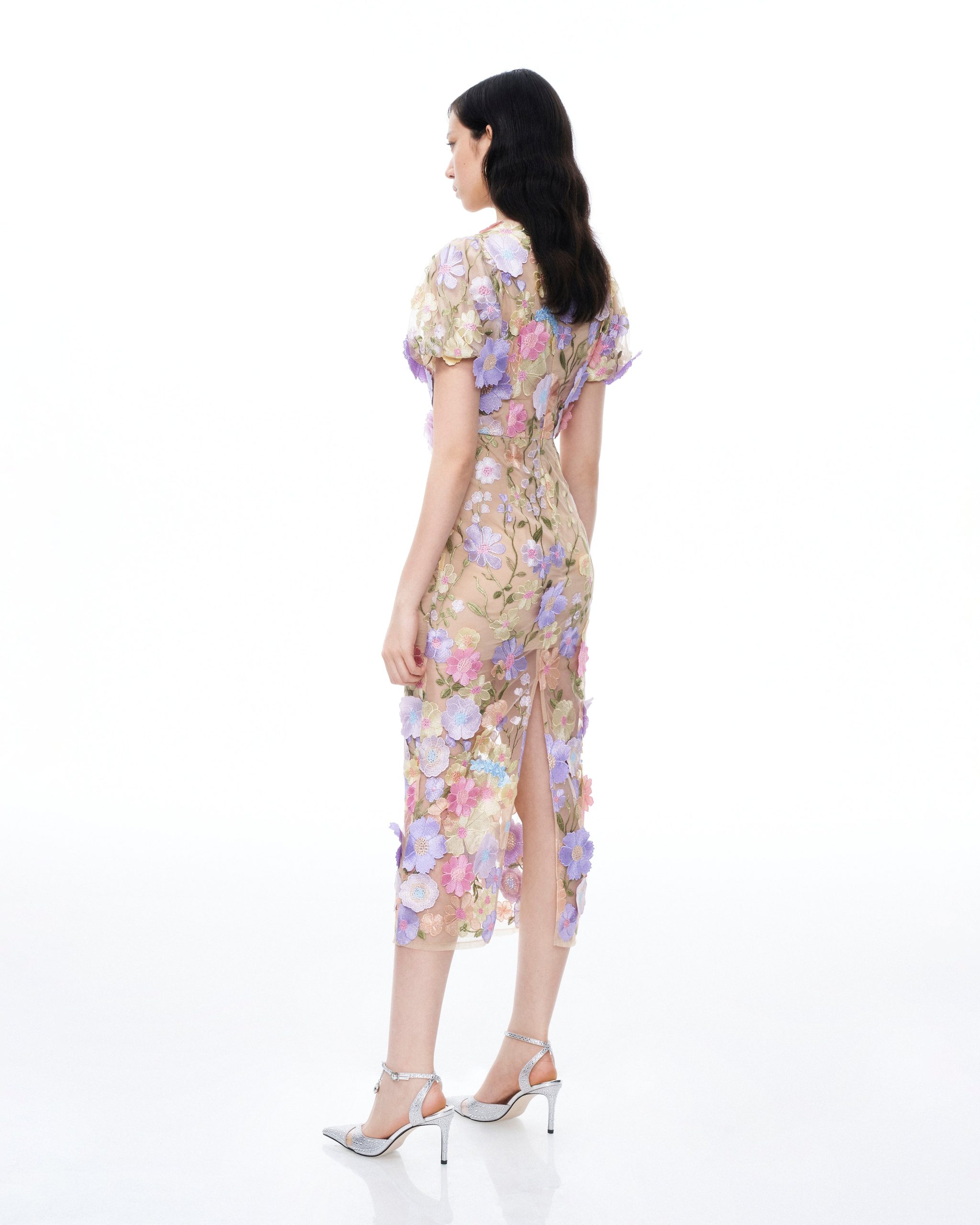 Alaric Round Neck 3D Floral Embroidered Maxi Dress - Pastel Multi - Image 3