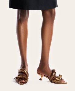 Alternative view of Sara Studded Metallic Mule - Gold