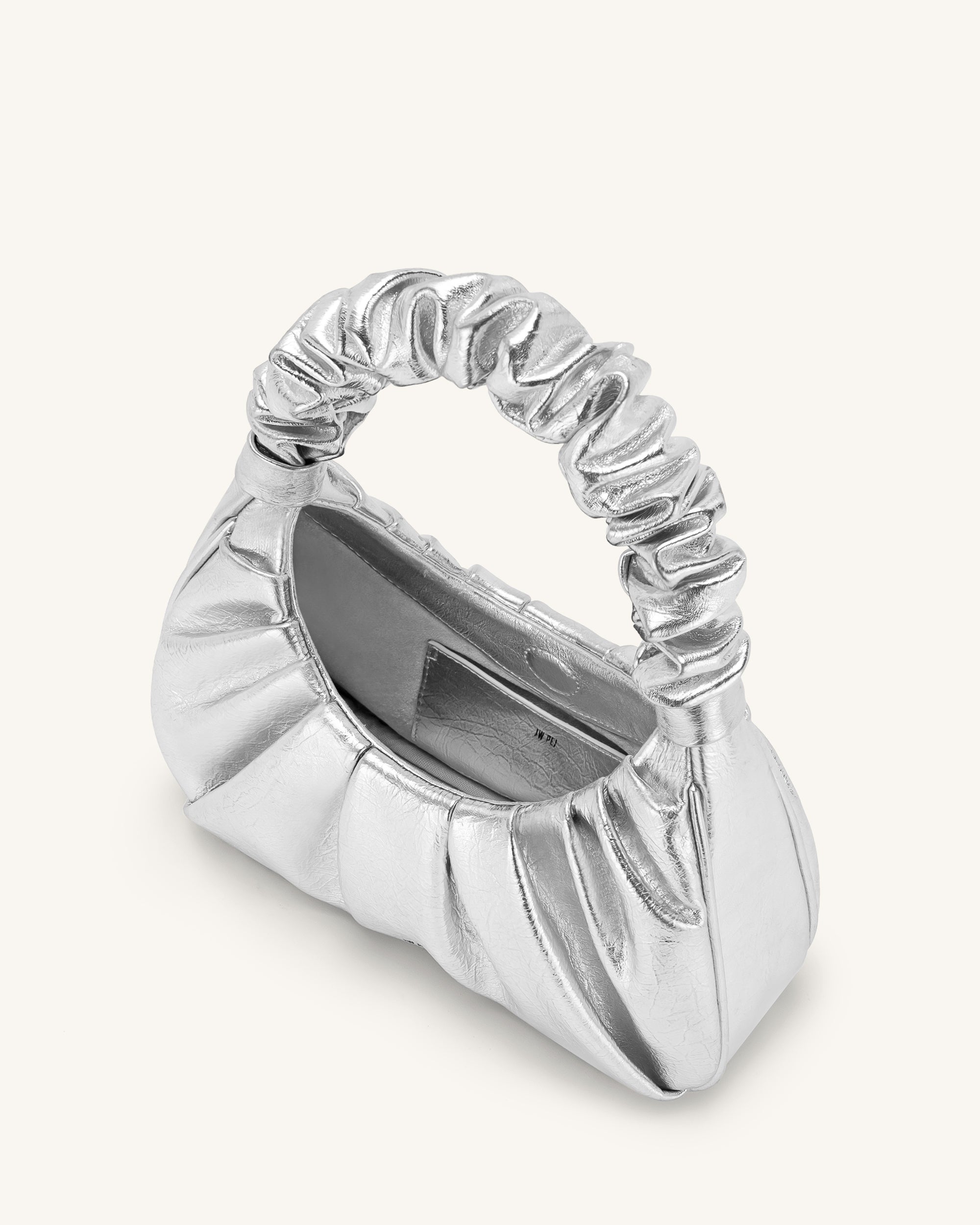 Gabbi Metallic Ruched Hobo Handbag - Silver - Image 4