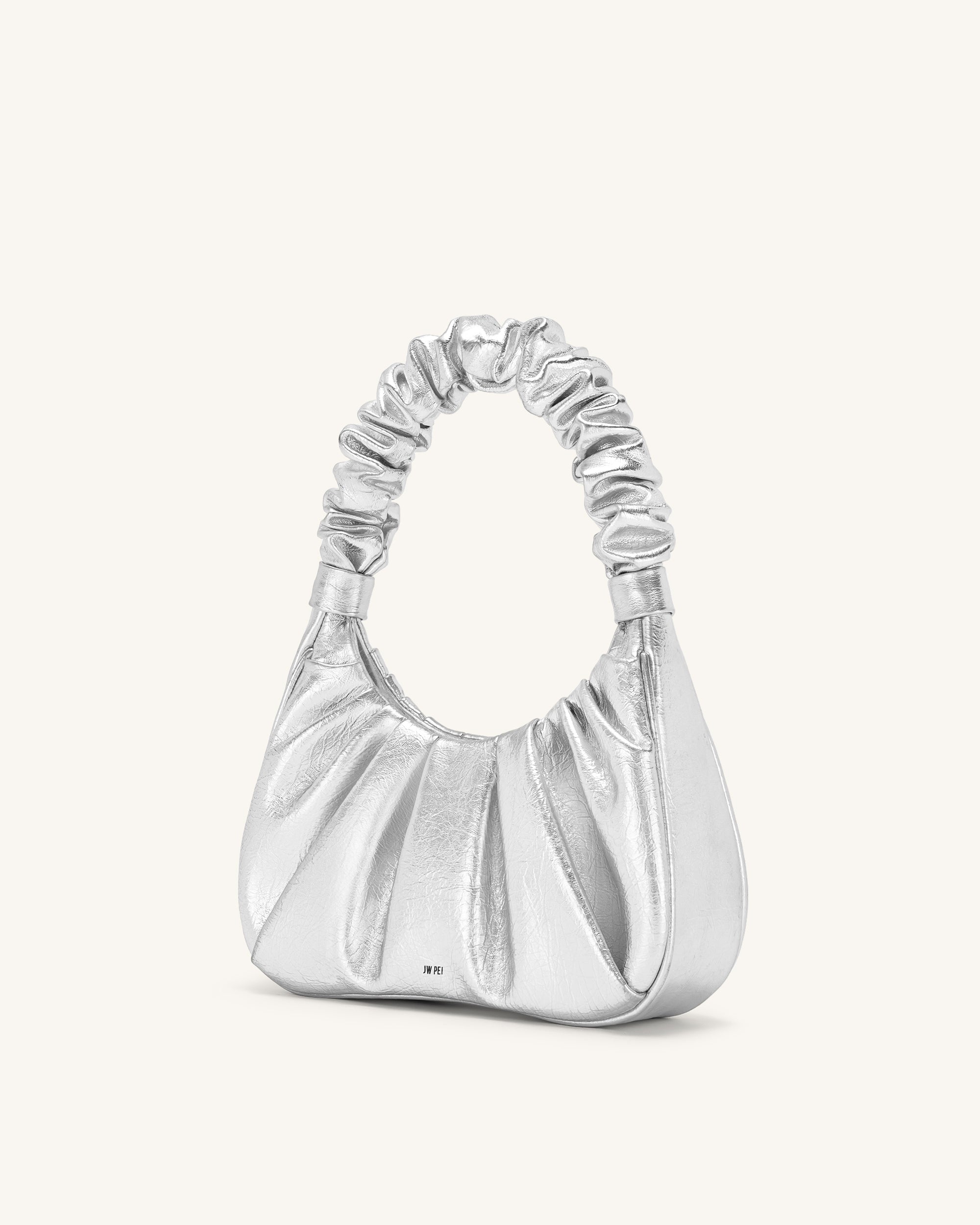Gabbi Metallic Ruched Hobo Handbag - Silver - Image 2