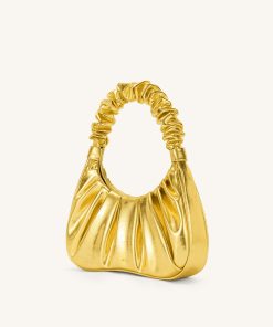 Alternative view of Gabbi Metallic Ruched Hobo Handbag - Gold