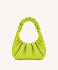 Gabbi Ruched Hobo Handbag - Cyber Lime