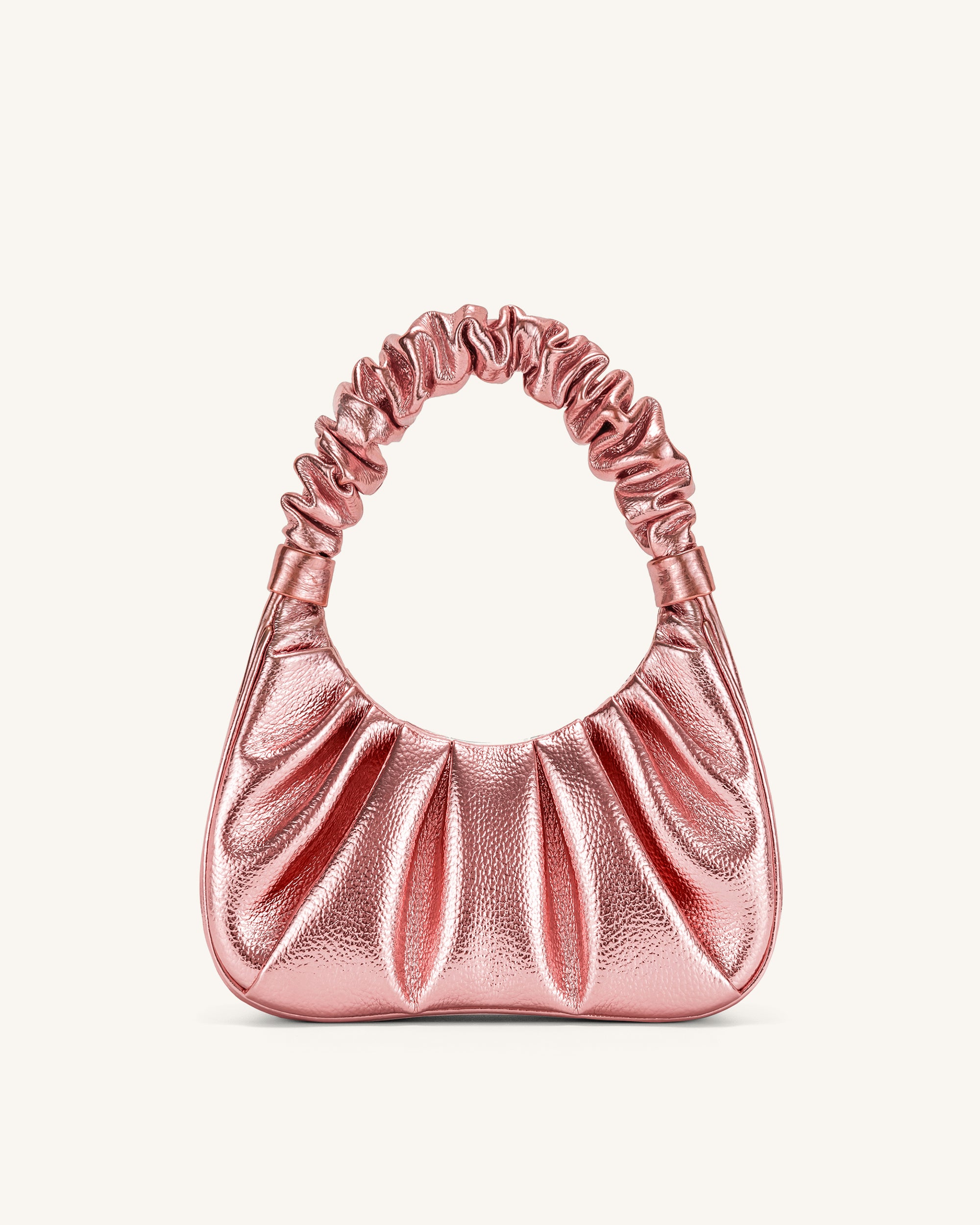 Gabbi Metallic Ruched Hobo Handbag - Pink - Image 3
