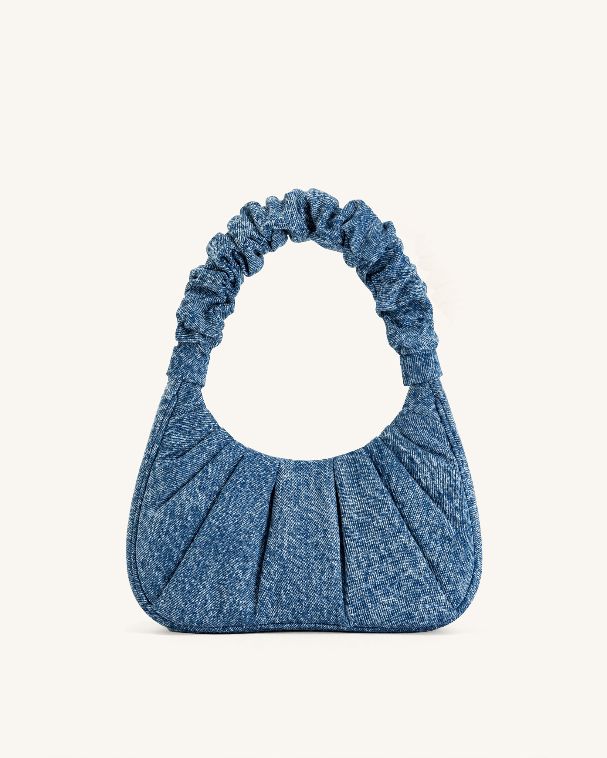 Gabbi Denim Ruched Hobo Handbag - Blue - Image 3