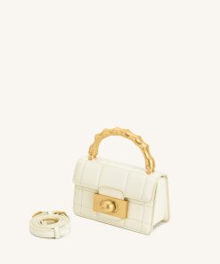 Alternative view of Kaia Bamboo Metal Handle Handbag - White