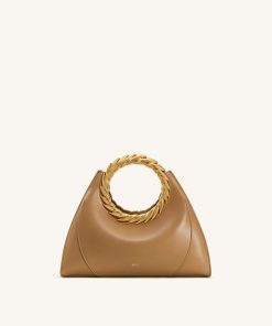 Amiya Leaf Handle Sculpture Bag - Brown