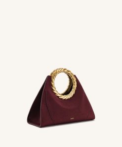 Alternative view of Amiya Leaf Handle Faux Suede Sculpture Bag - Merlot Red