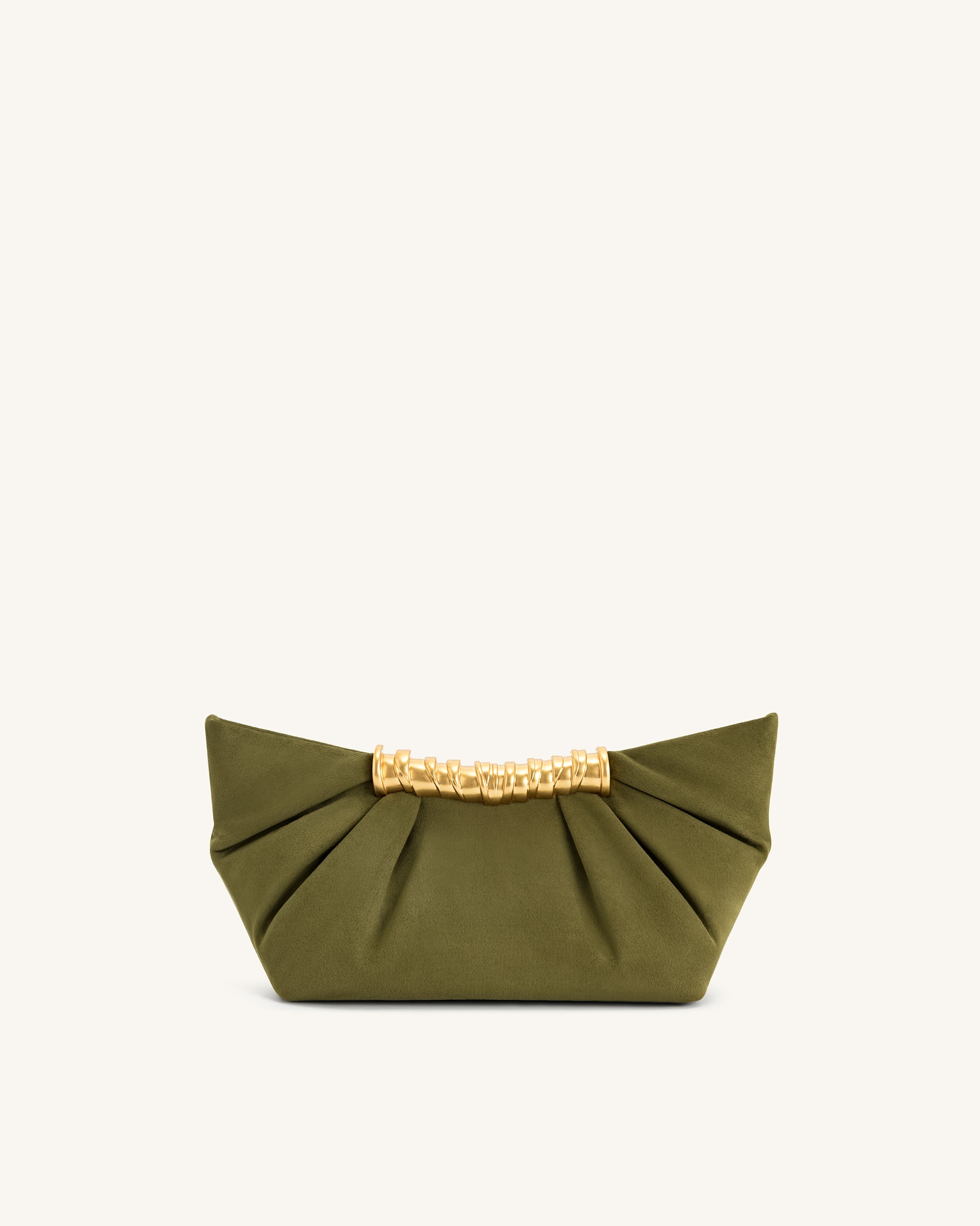 Leia Pleated Clutch - Dark Olive - Image 3
