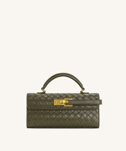 Keyla Weave Texture Top Handle Bag - Olive Green