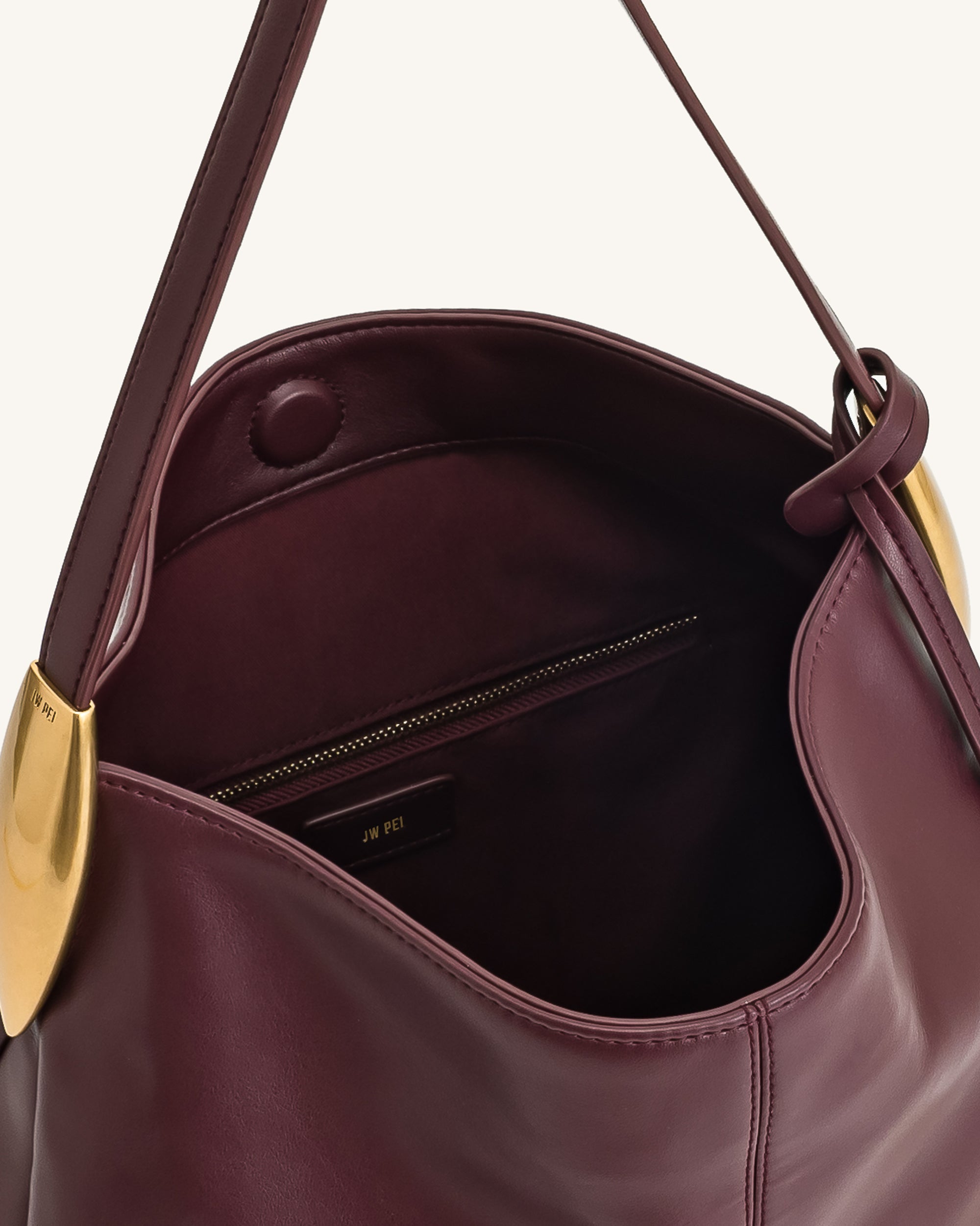 Nina Metal Charm Hobo Bag - Burgundy - Image 4