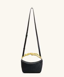 Alternative view of Jenny Woven Human-shaped Handle Handbag - Black
