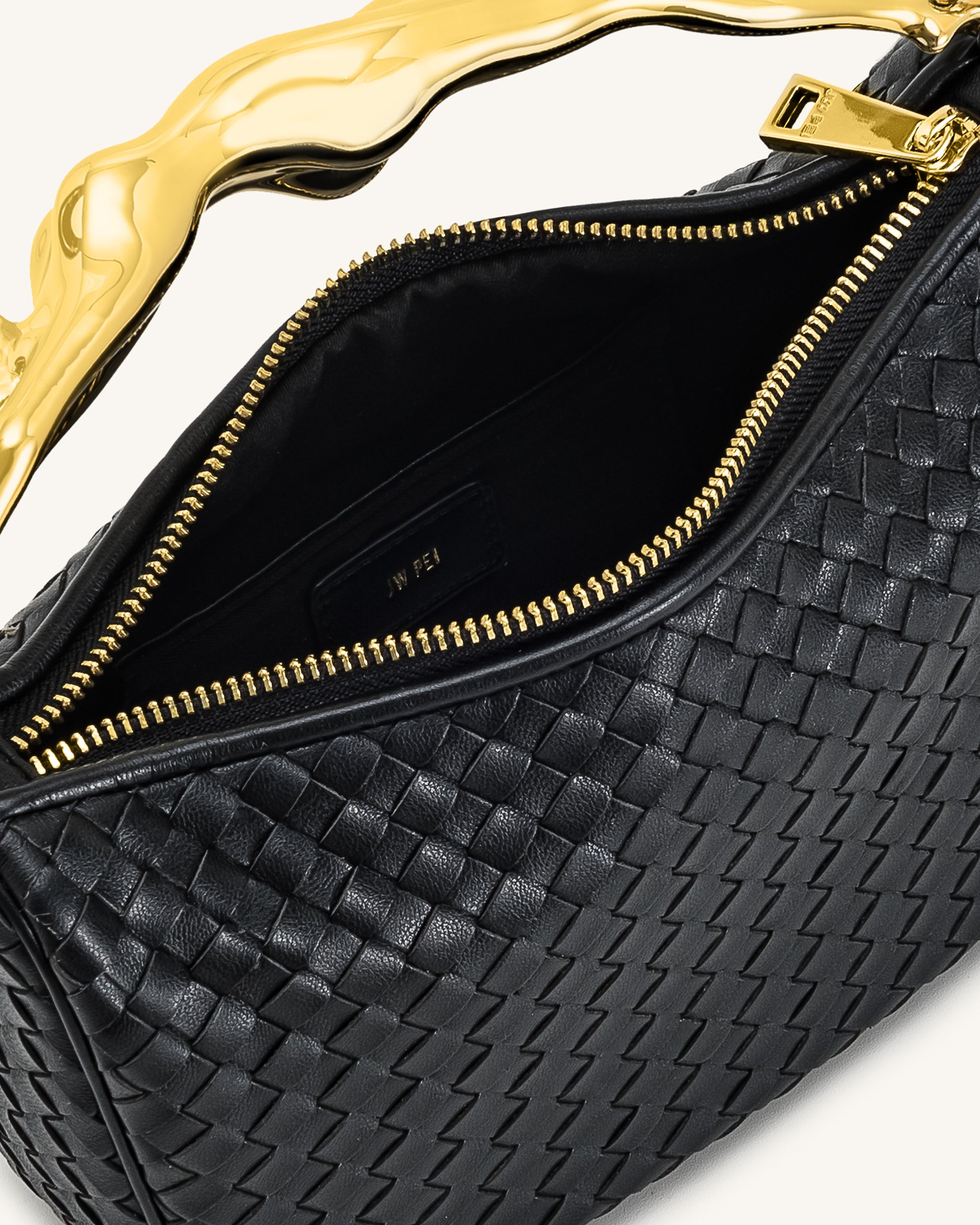Jenny Woven Human-shaped Handle Handbag - Black - Image 5