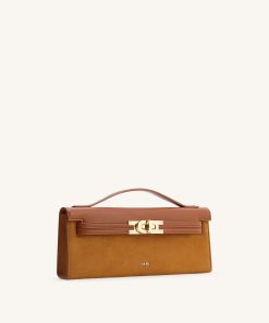 Alternative view of Bria Faux Suede Structured Top Handle Bag - Brown