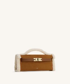 Alternative view of Bria Faux Suede Structured Top Handle Bag - Yellow Brown