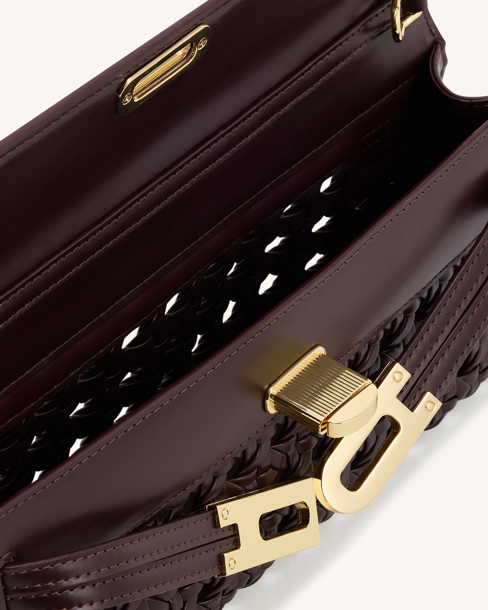 Bria Structured Top Handle Bag - Dark Red - Image 4