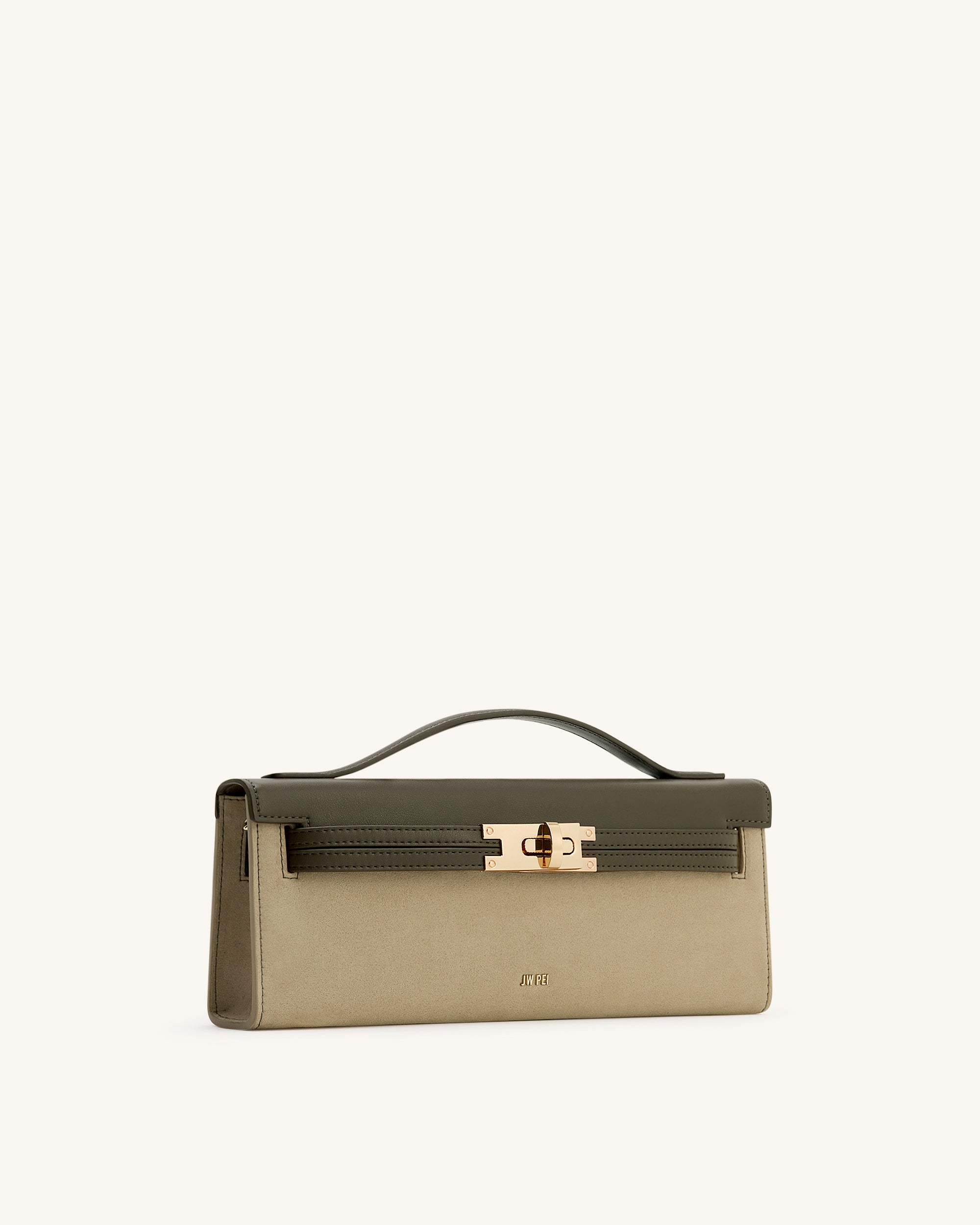 Bria Faux Suede Structured Top Handle Bag - Dark Olive - Image 2