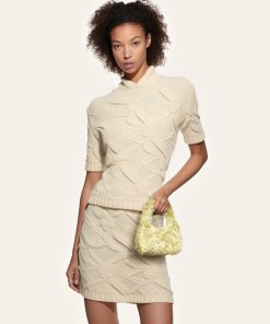 Alternative view of Gabbi Faux Fur Medium Ruched Hobo Handbag - Light Green