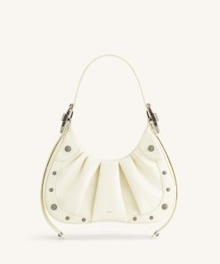 Gabbi Crushed Ruched Hobo Handbag - White