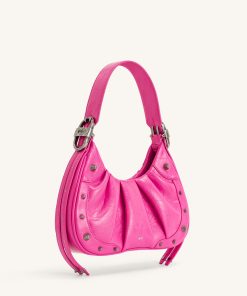 Alternative view of Gabbi Crushed Ruched Hobo Handbag - Bright Pink